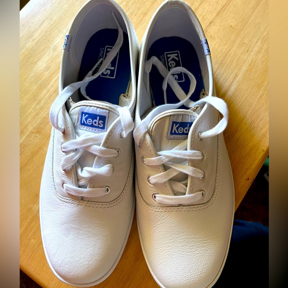 Keds Champion lace-up sneaker, white leather, 10W